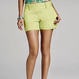 LOFT Chartreuse High-Rise Cotton Shorts
